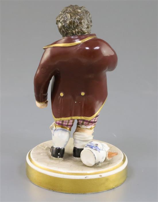 An early Rockingham porcelain figure of a drunkard, Stea-dy-La-ds, c.1826, H.14cm